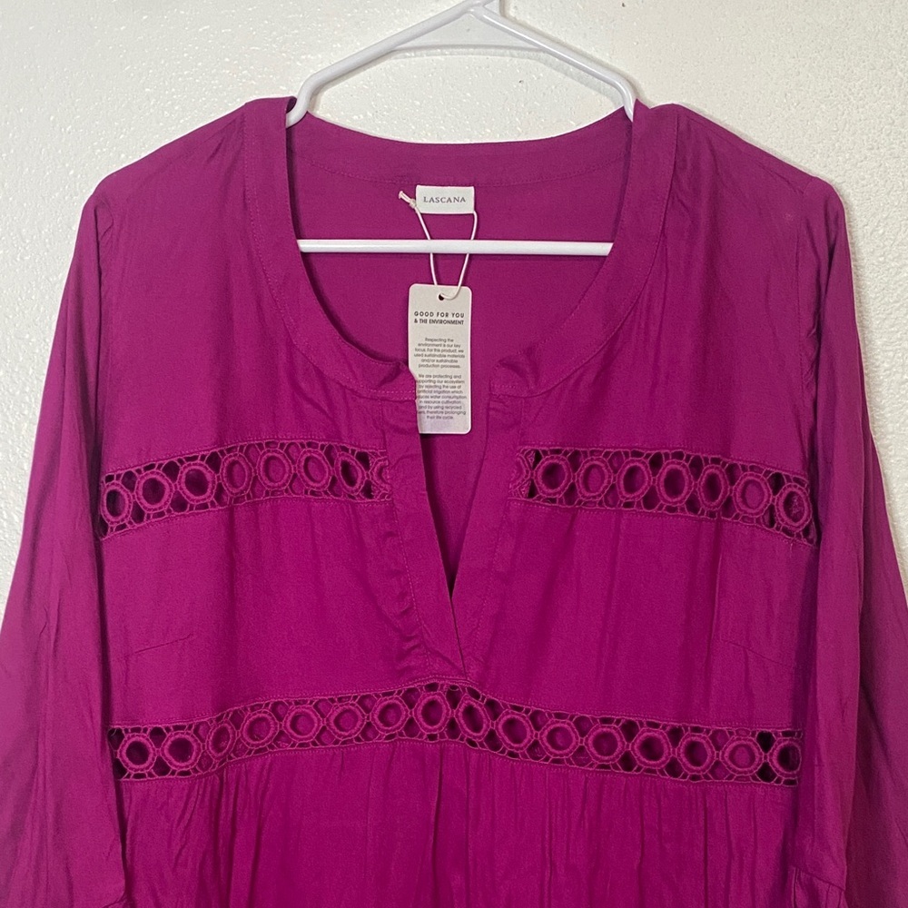 Lascana Chic Fuchsia Swim Cover-Up Size 8/10 100% viscose 100% Cotton - Picture 4 of 15